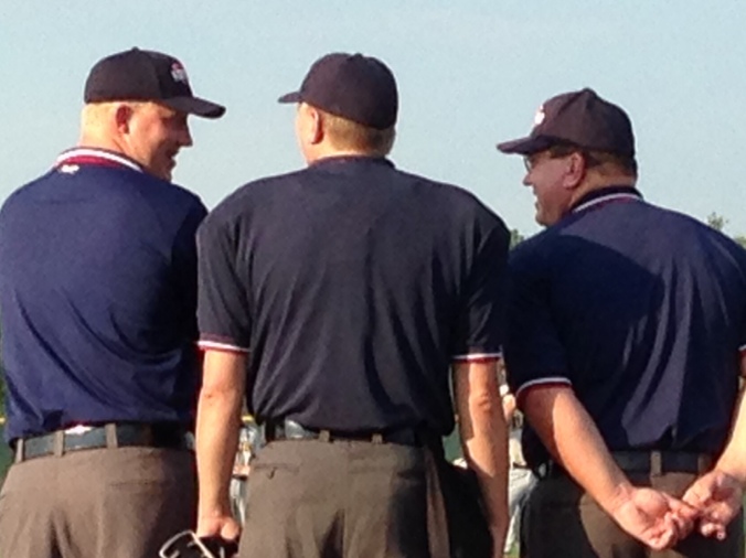 Before Rich's sub-state game.  Rich is far right, Jeff is at the center.  Sharing a light moment before the game.